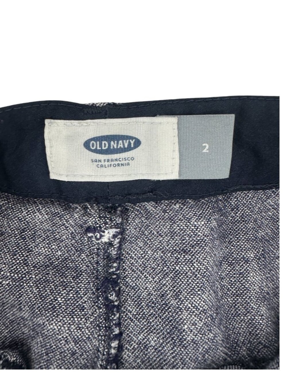 Old Navy Navy Blue Linen Blend Herringbone Shorts 2 Cuffed Summer Coastal - Picture 6 of 7